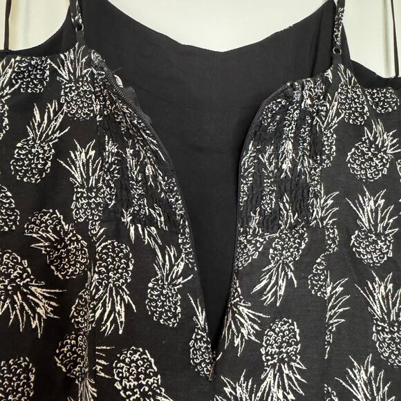 ASTR the Label Keilani Pineapple Print Linen Blend Midi Dress Black White S - Picture 7 of 9